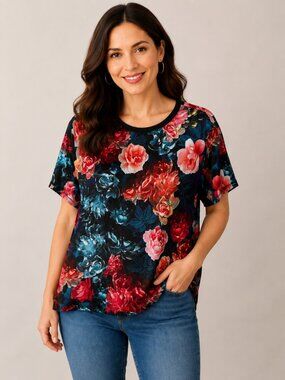 Johnny Was Bee Active Oversized Crop Tee XL Stretch Athleisure Top